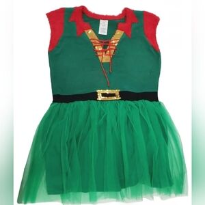 Holiday Time Women's Christmas Elf Sweater Dress Tulle skirt Sequins XL 16-18